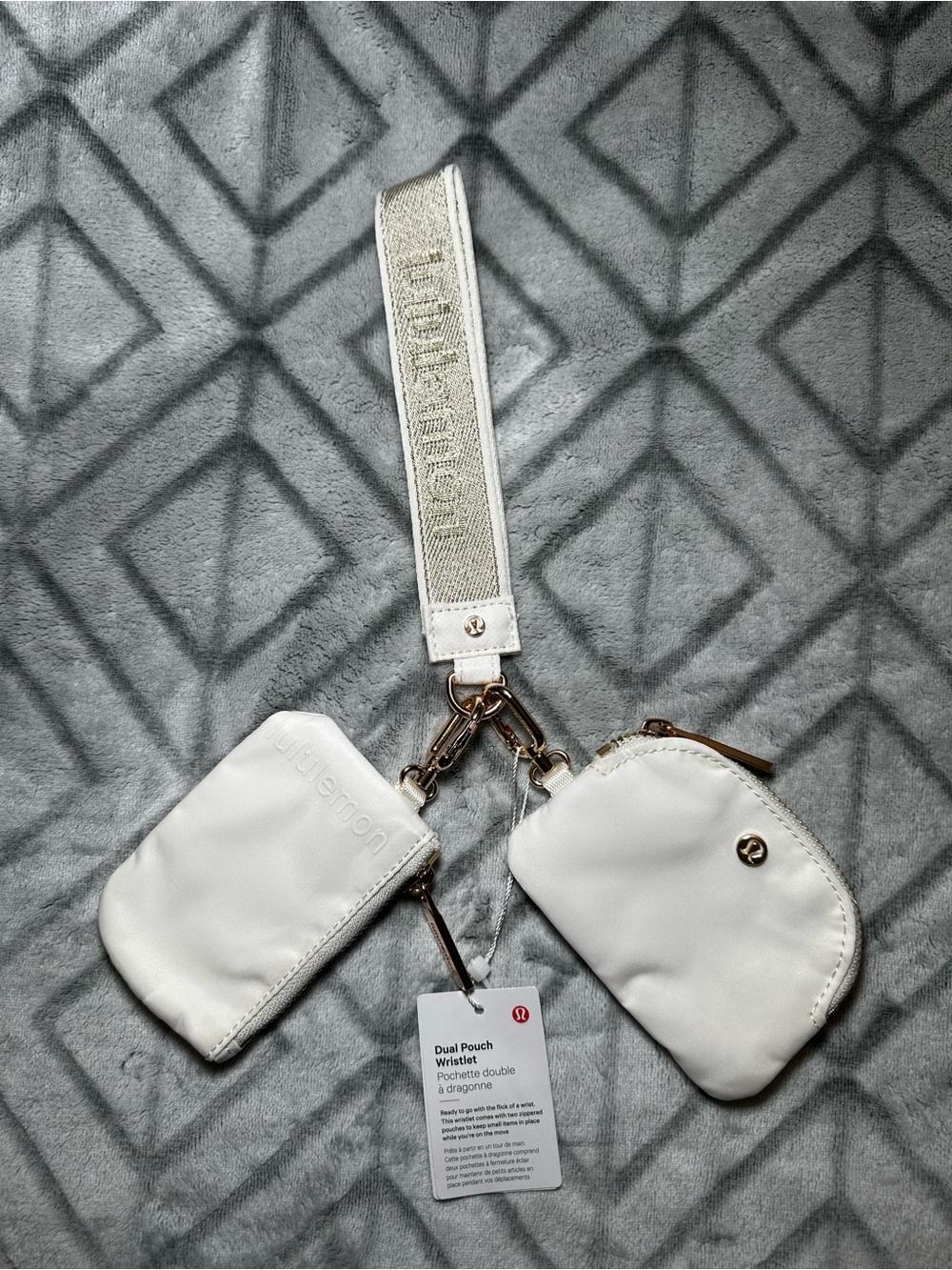 Lululemon White/Gold Dual Pouch Wristlet